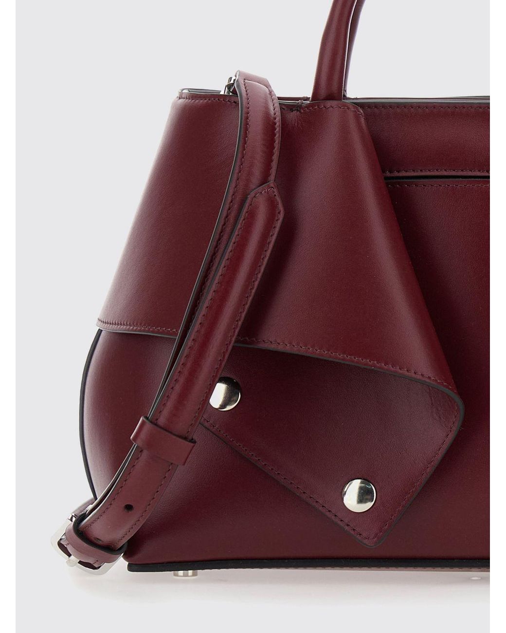 Totême  Purple Smooth Leather Handbag With Double Handle And Removable Strap