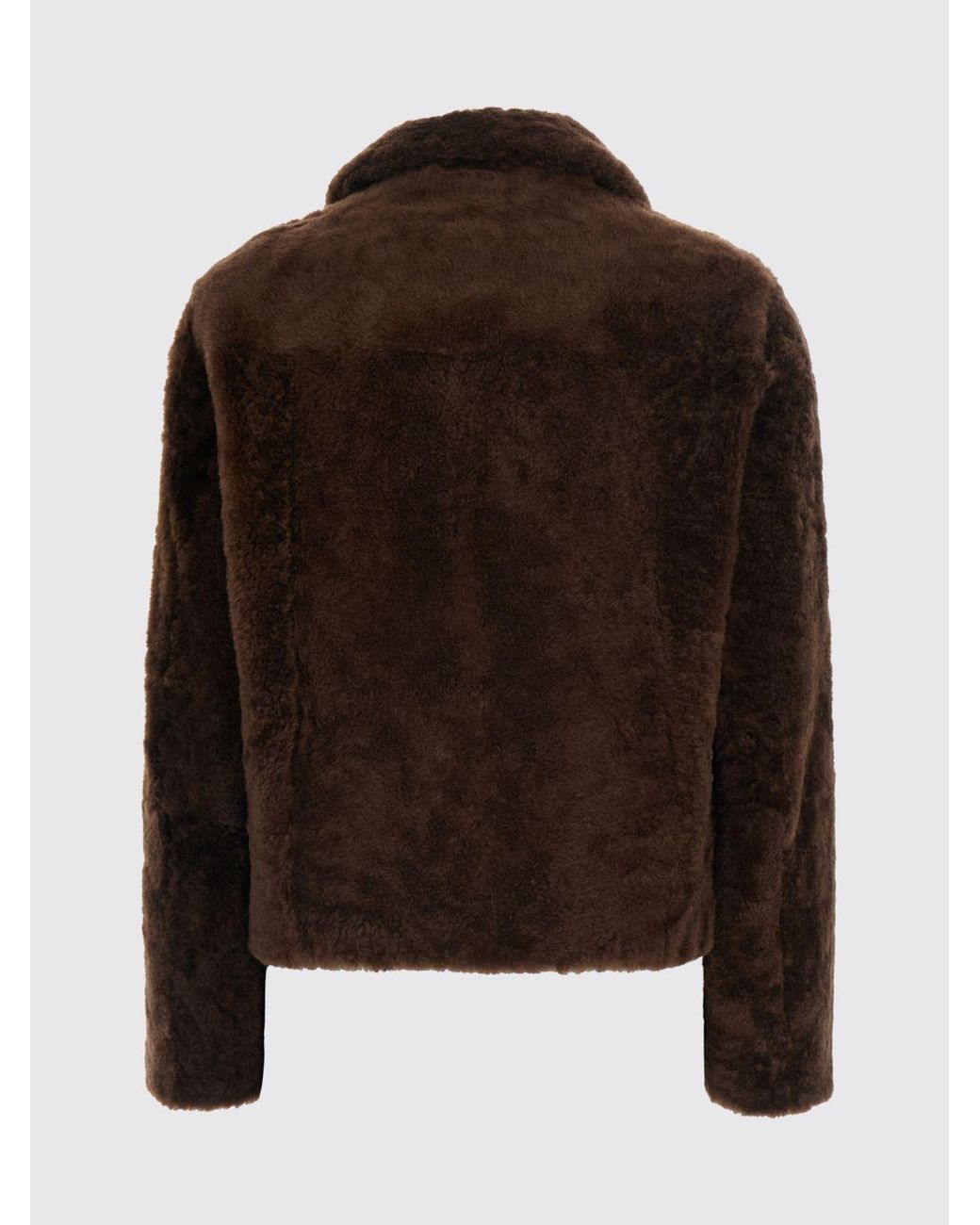 Brunello Cucinelli Black Double-Breasted Short Shearling Coat With Classic Collar