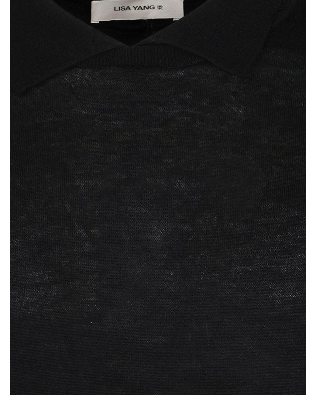 Lisa Yang Blue Long-Sleeved Pure Cashmere Knit Polo With Ribbed Collar for men