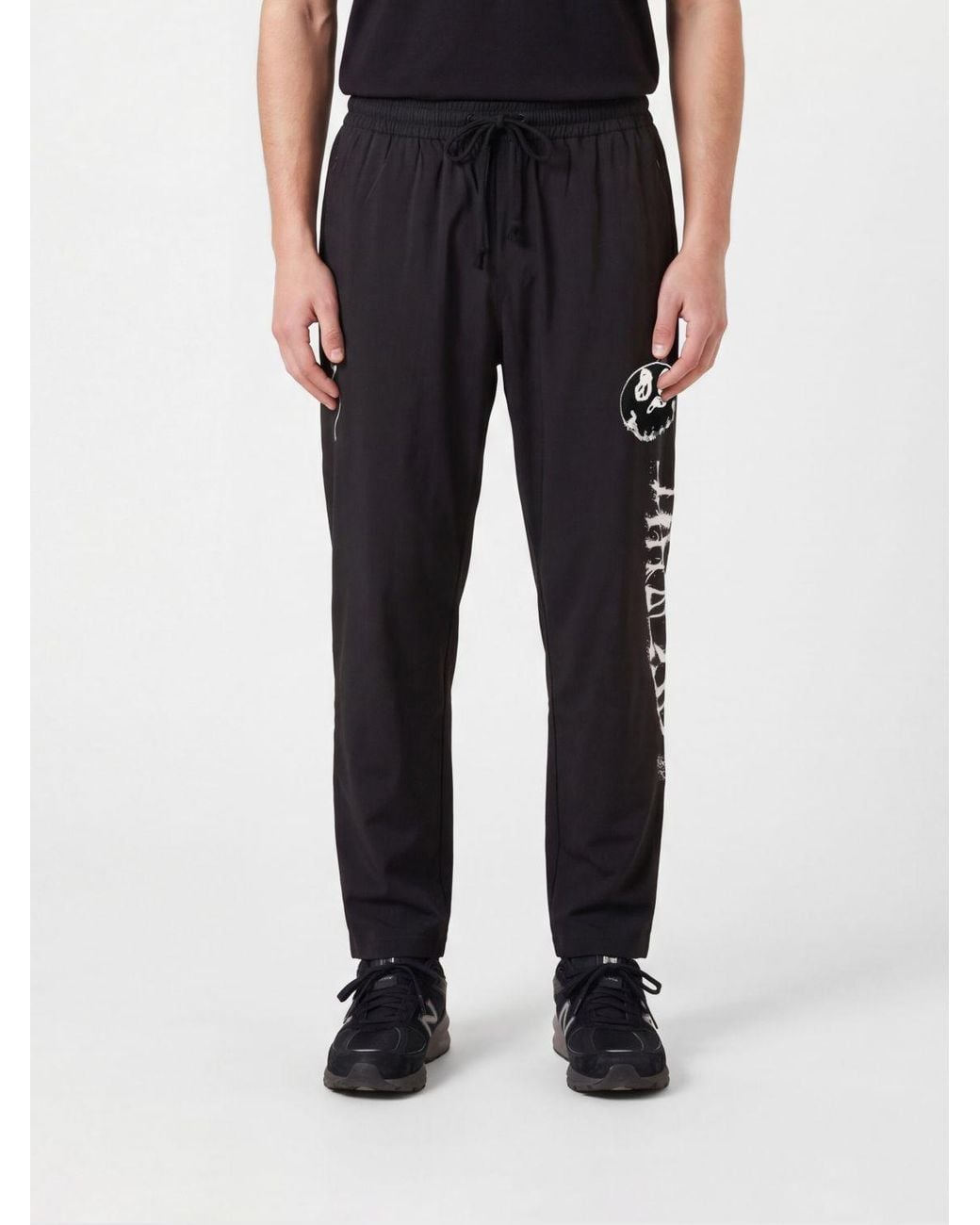 Y-3 Black Slim Fit Recycled Polyester Crêpe Drawstring Track Trousers for men