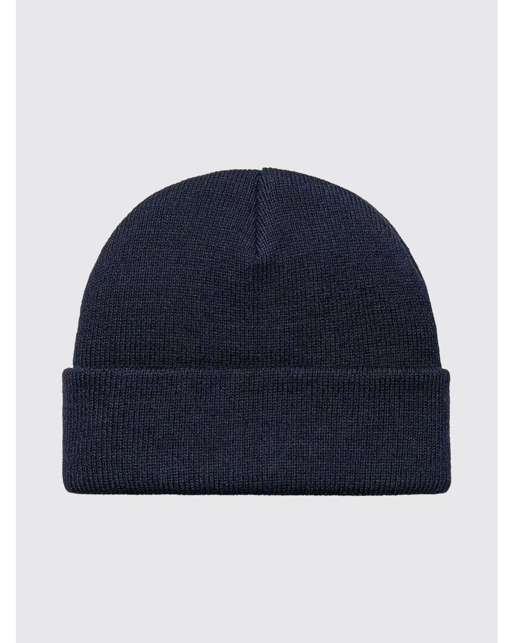 Carhartt Blue Cuffed Acrylic Beanie Hat With Logo Patch for men