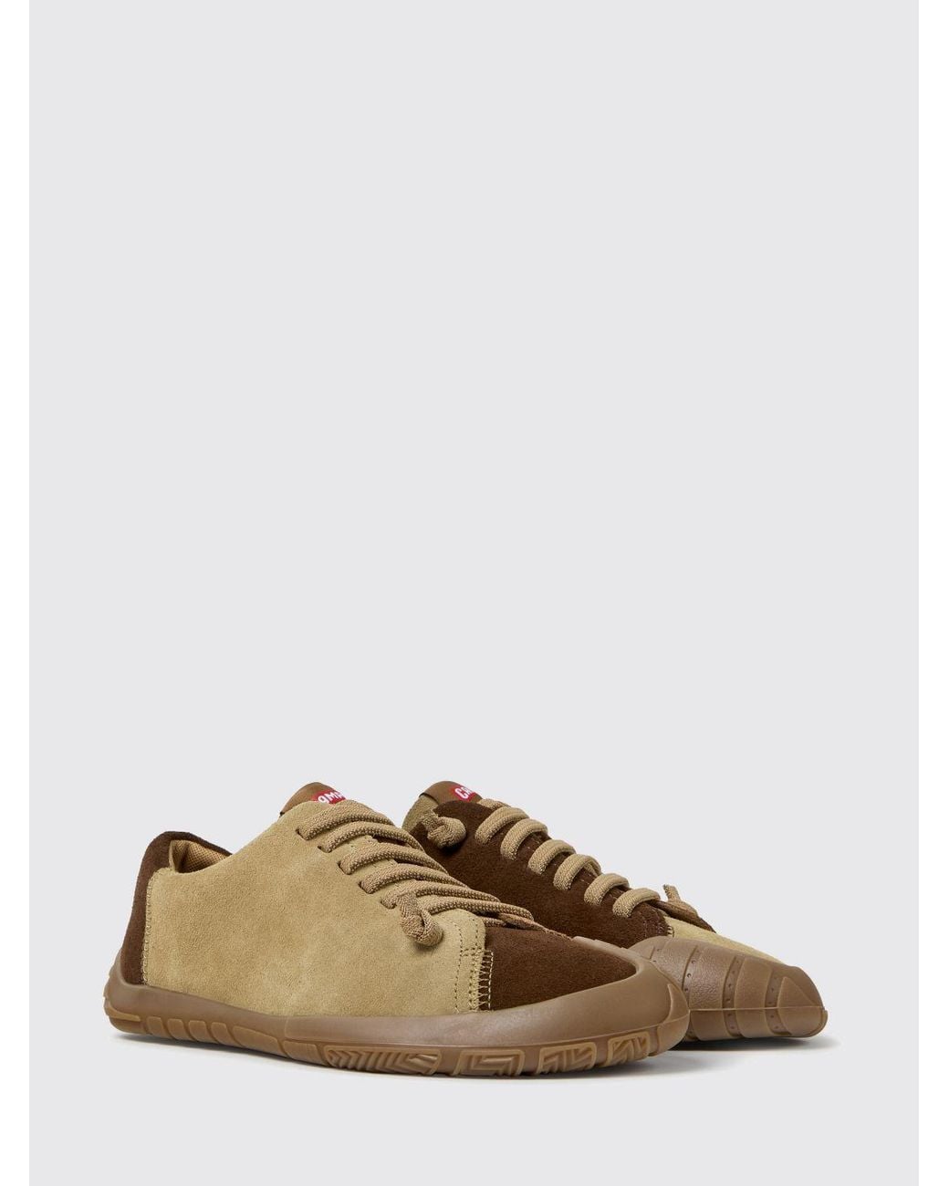 Camper Brown Twins Bicolour Suede Leather Slip-On Trainers With Elastic Laces