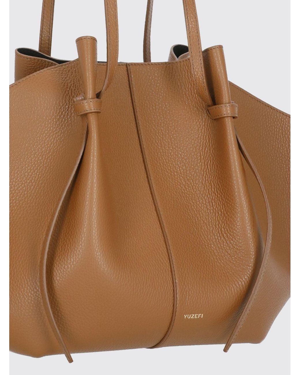 Yuzefi Natural Mochi Suede Shoulder Bag With Double Handle