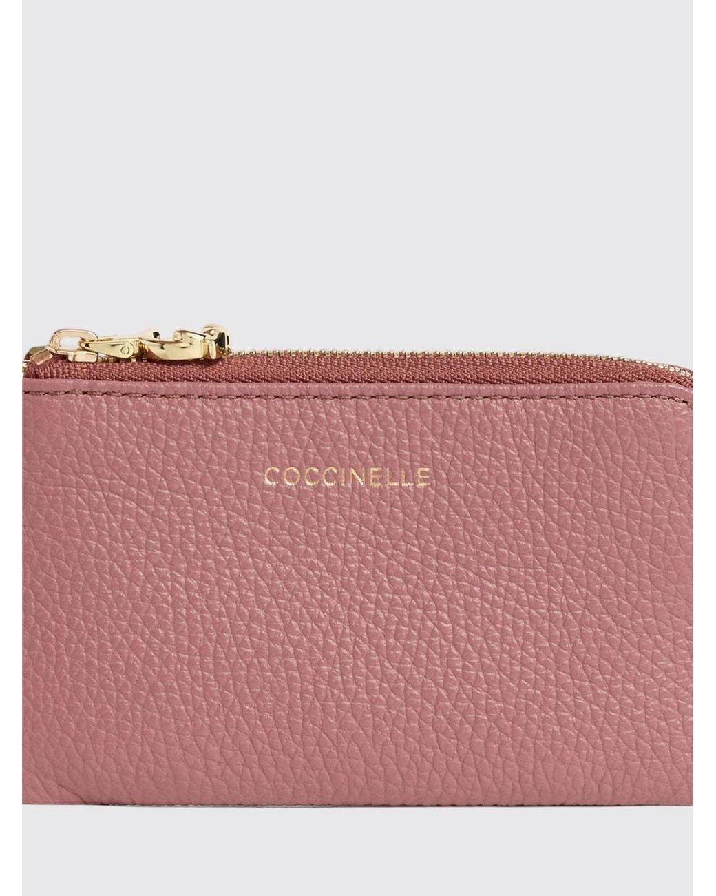 Coccinelle Pink C-Me Small Grained Leather Zipped Purse With Metal Ring