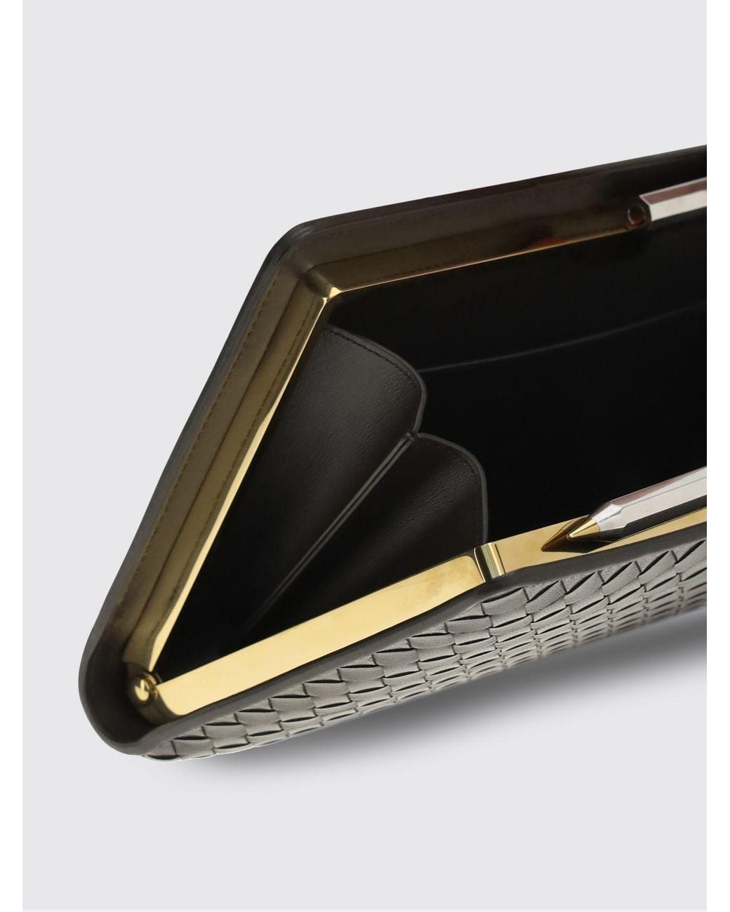 Bottega Veneta Gray Agenda Intrecciato Leather Clutch
