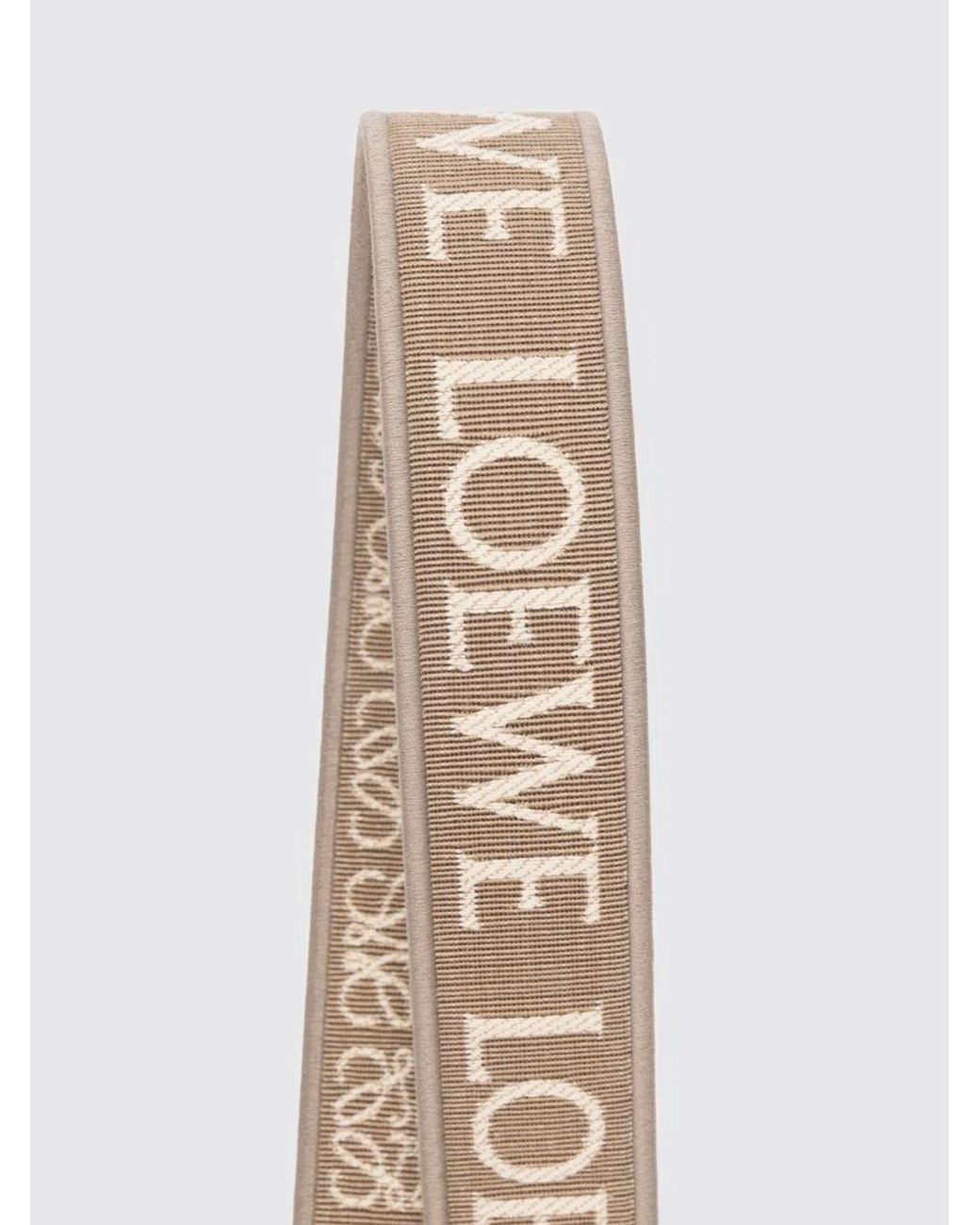 Loewe White Adjustable Canvas And Leather Shoulder Strap With Jacquard Logo