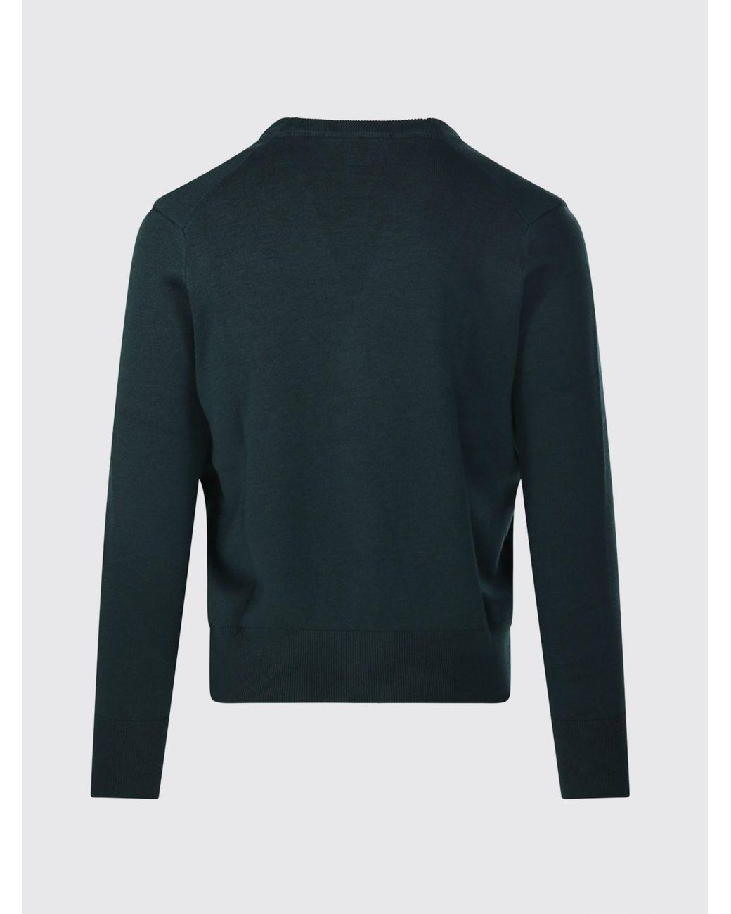 AMI Blue V-Neck Wool Cardigan With Contrast Embroidered Logo for men
