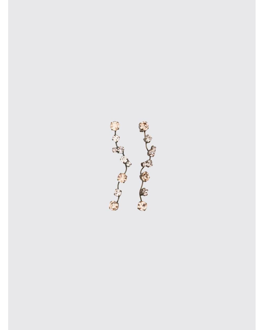 Forte_forte White Chrome-Plated Brass Dangle Earrings With Set Rhinestones And Crystals