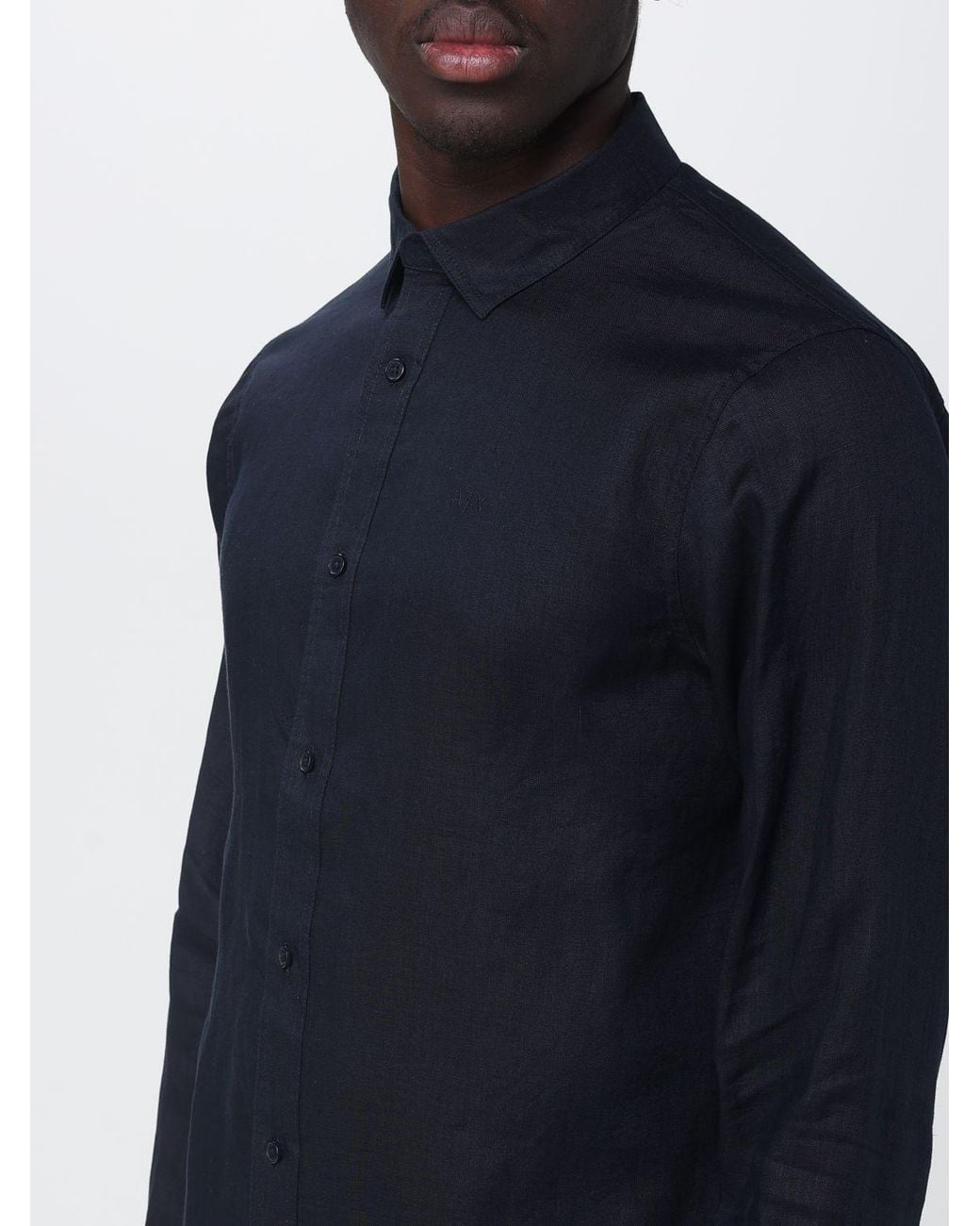 ARMANI EXCHANGE Blue Linen Basic Shirt for men