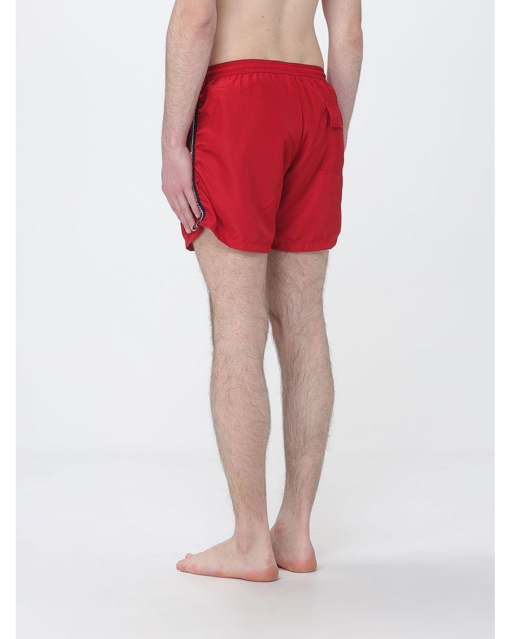 Gcds Red Nylon Swimsuit With Jacquard Logo for men