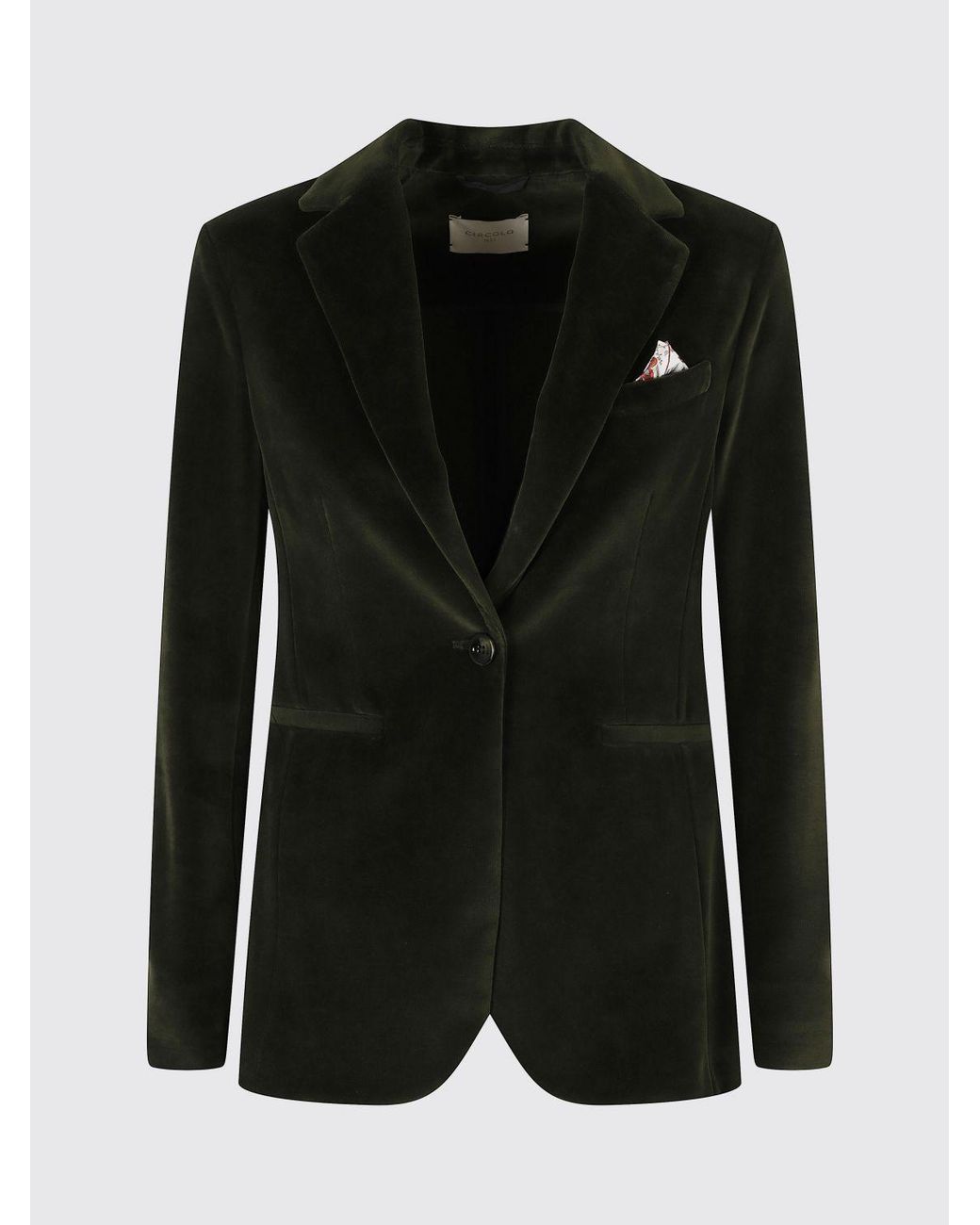 Circolo 1901 Black Single-Breasted Velvet Blazer With Slit Pockets