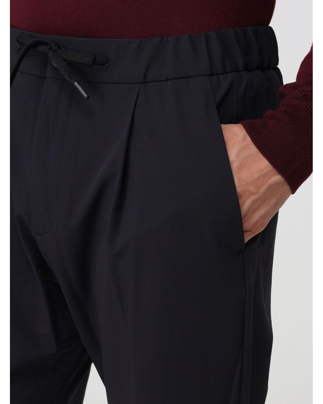 Herno Blue Straight-Leg Technical Fabric Trousers With An Elasticated Drawstring Waist for men