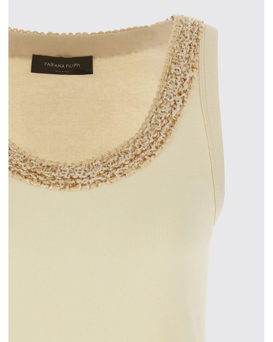 Fabiana Filippi White Cotton Top With Beads