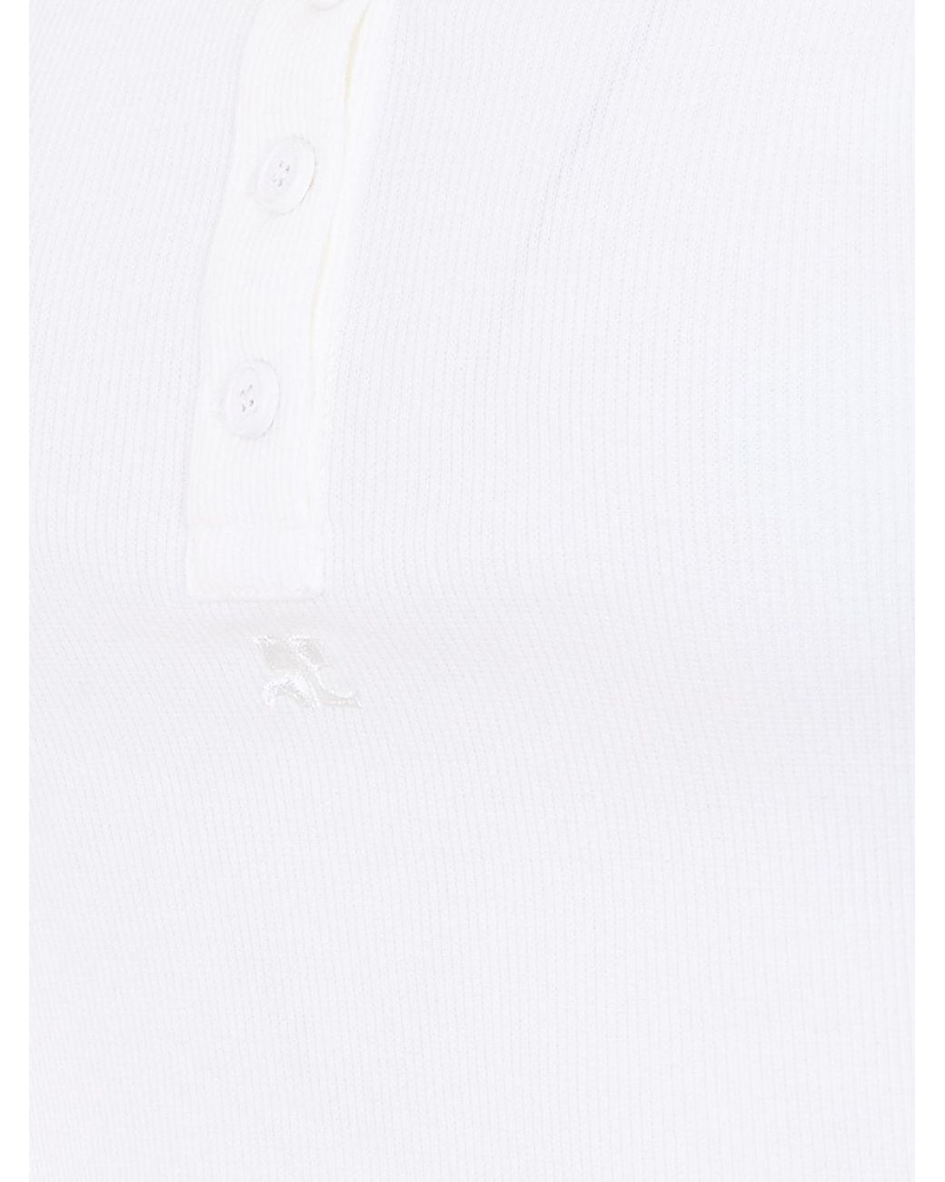 Courreges White Courr&Egrave	Ges Cotton T-Shirt With Logo