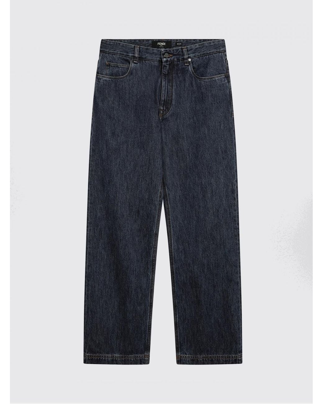 Fendi Blue Regular Fit Cotton Denim Jeans for men