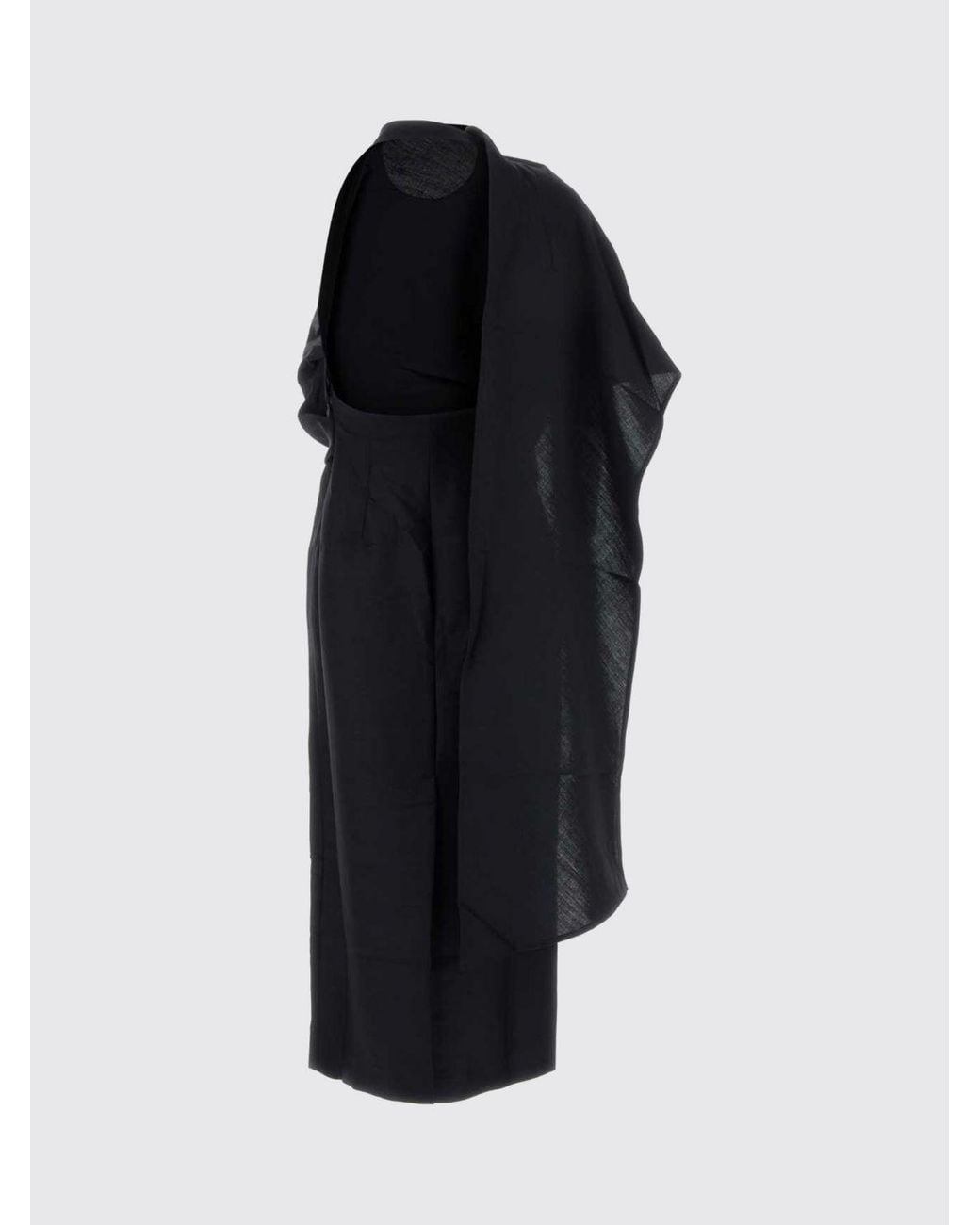 Rohe Blue Draped One-Shoulder Wool-Blend Midi Sheath Dress
