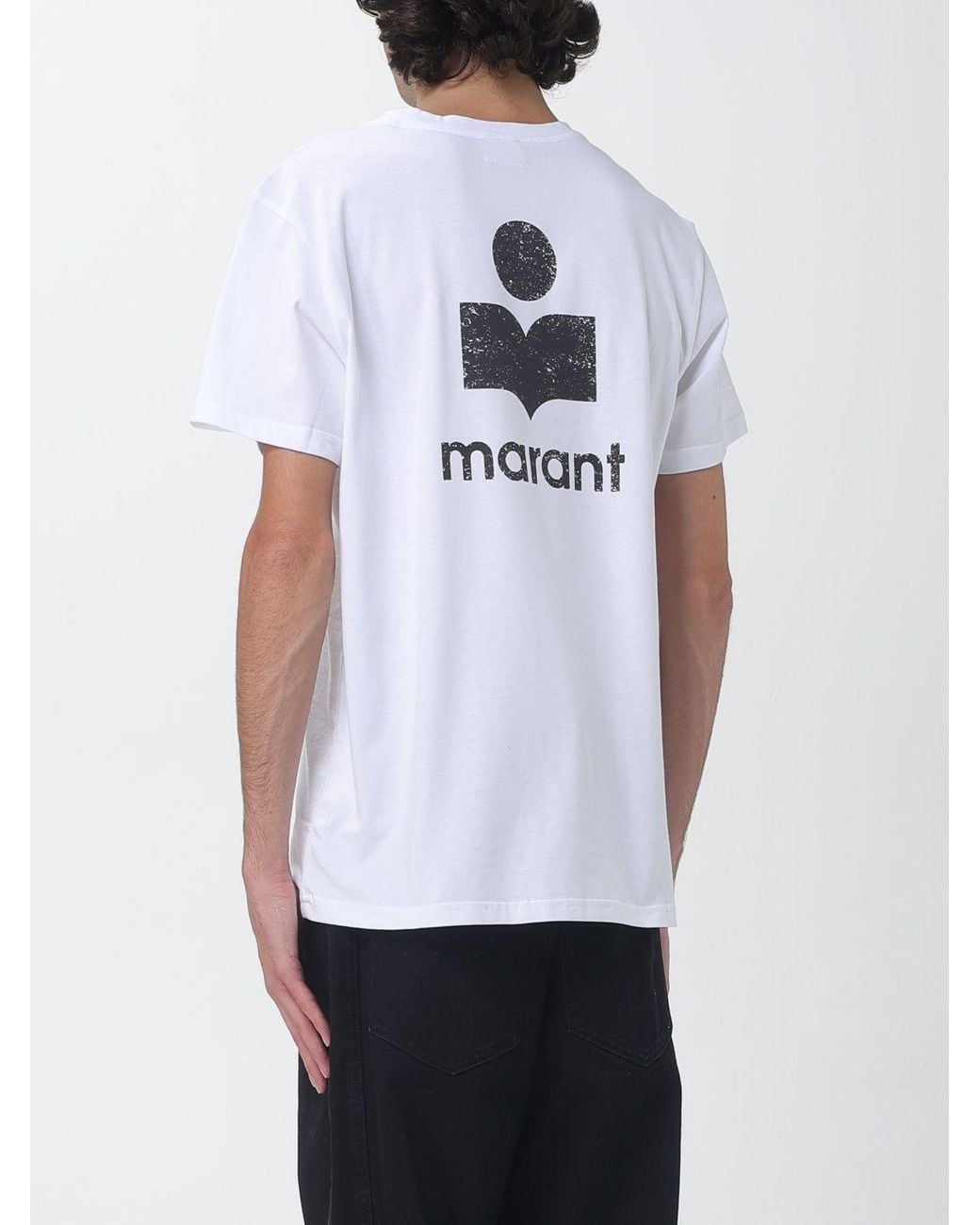 Isabel Marant White Slim Fit Cotton Crew-Neck T-Shirt With Contrast Logo for men