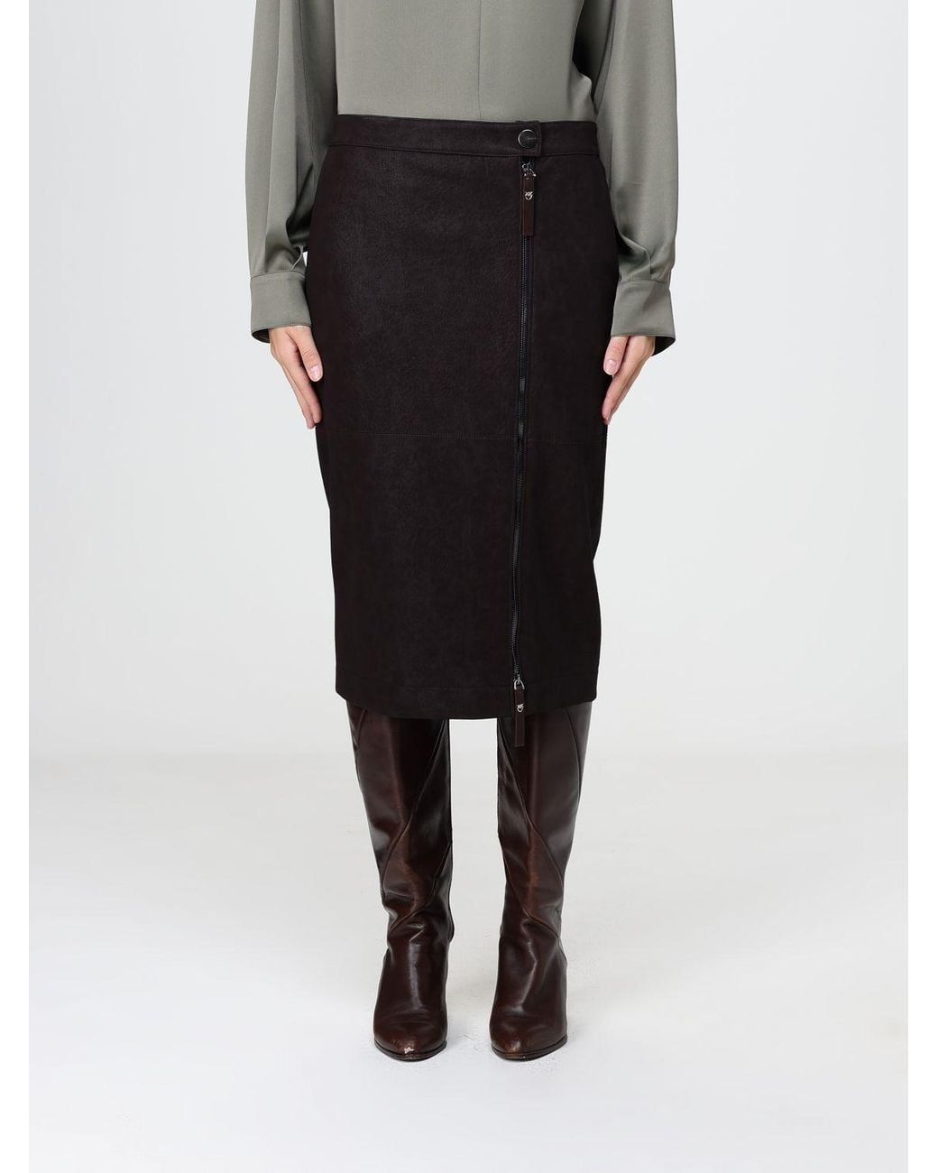 Pinko Black High-Waisted Midi Pencil Skirt