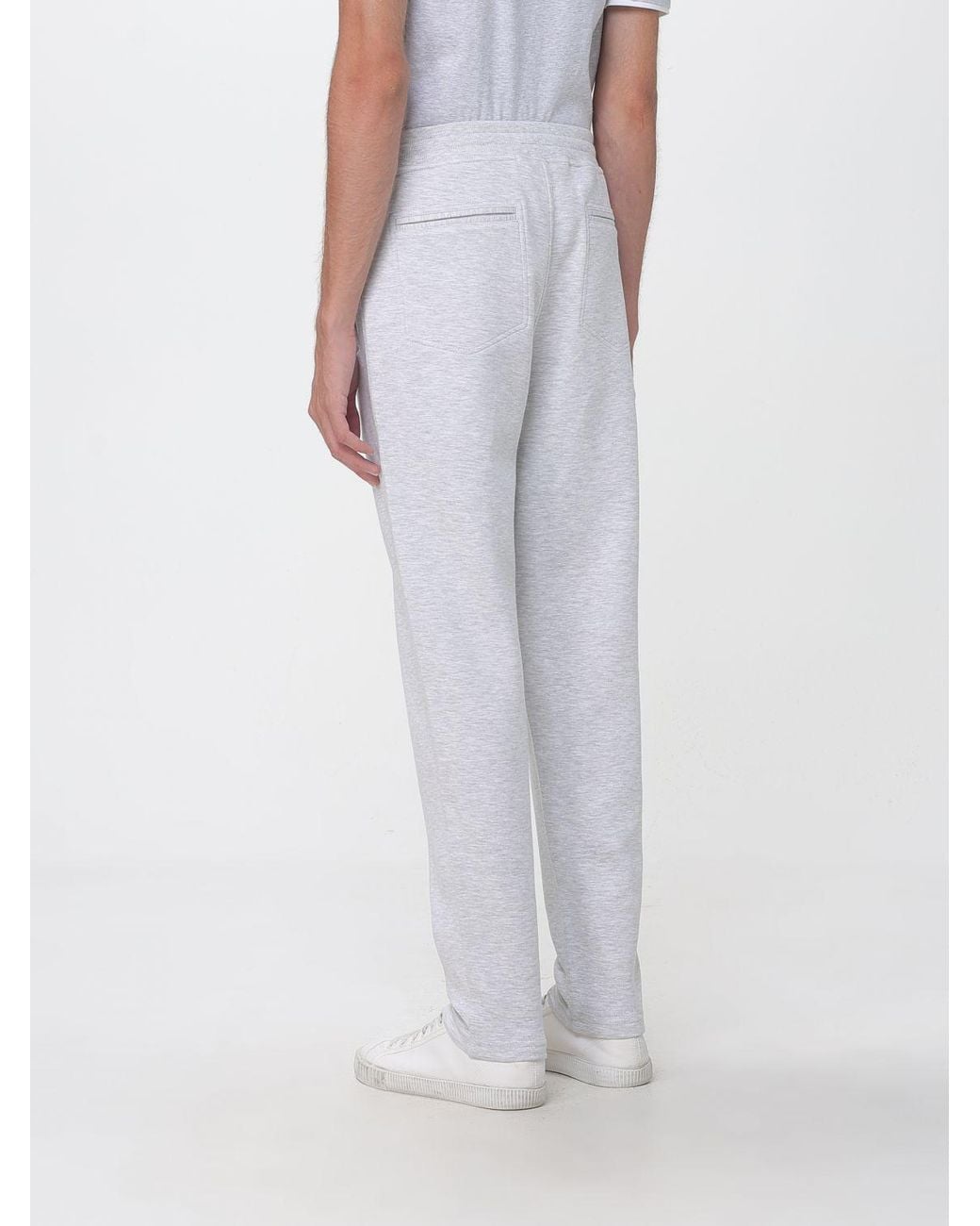 Brunello Cucinelli White Wool And Silk Drawstring Jogging Trousers for men