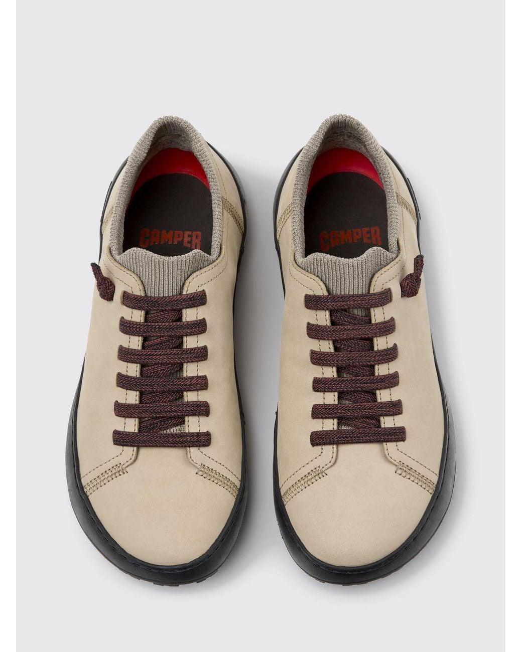 Camper White Peu Serra Nubuck And Recycled Pet Slip-On Sneakers With Vibram Sole