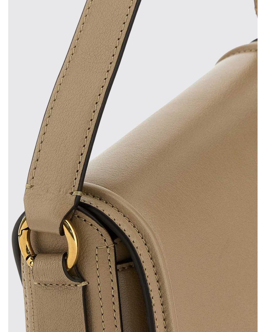 Chloé Natural ChloÉ Horse Medal Leather Mini Crossbody Bag With Metal Logo