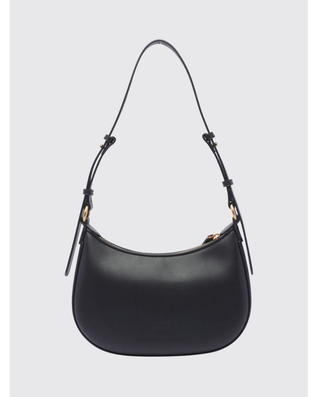 Pinko Black Love Bag Half Moon Simply Smooth Calf Leather Shoulder Bag
