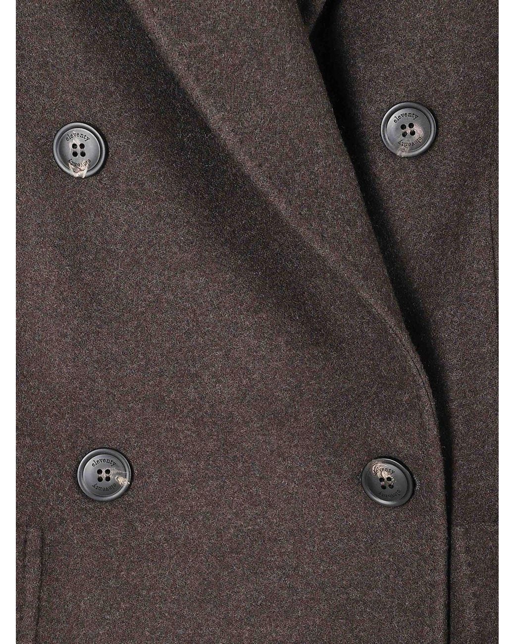 Eleventy Gray Double-Breasted Wool Blazer With Peak Lapels And Patch Pockets