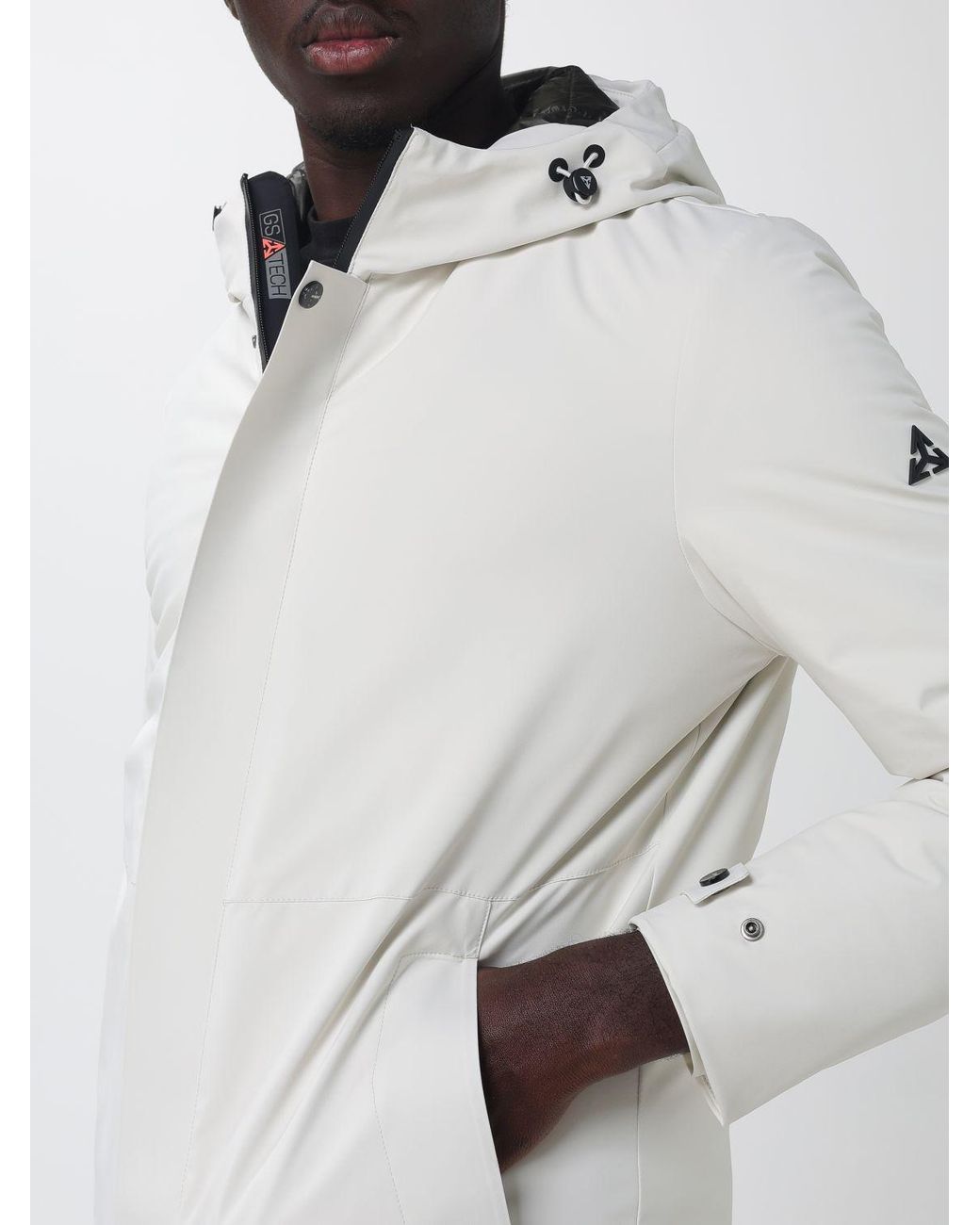 Heskimo White Padded Waterproof Nylon Windbreaker With Hood And Slim Fit for men