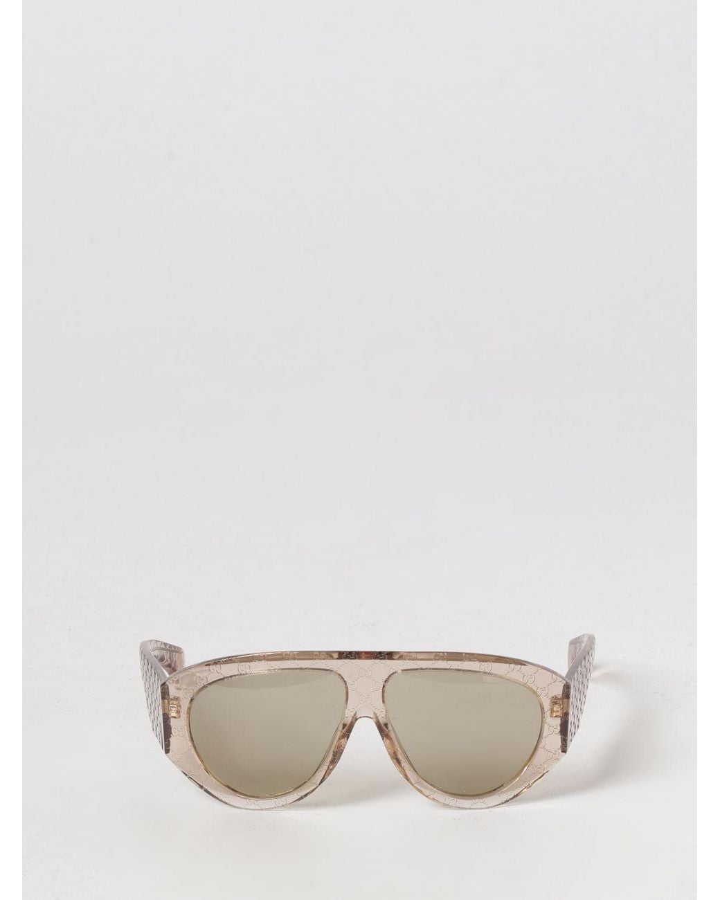 Gucci Natural Tortoiseshell Acetate Sunglasses With Embossed Gg Monogram