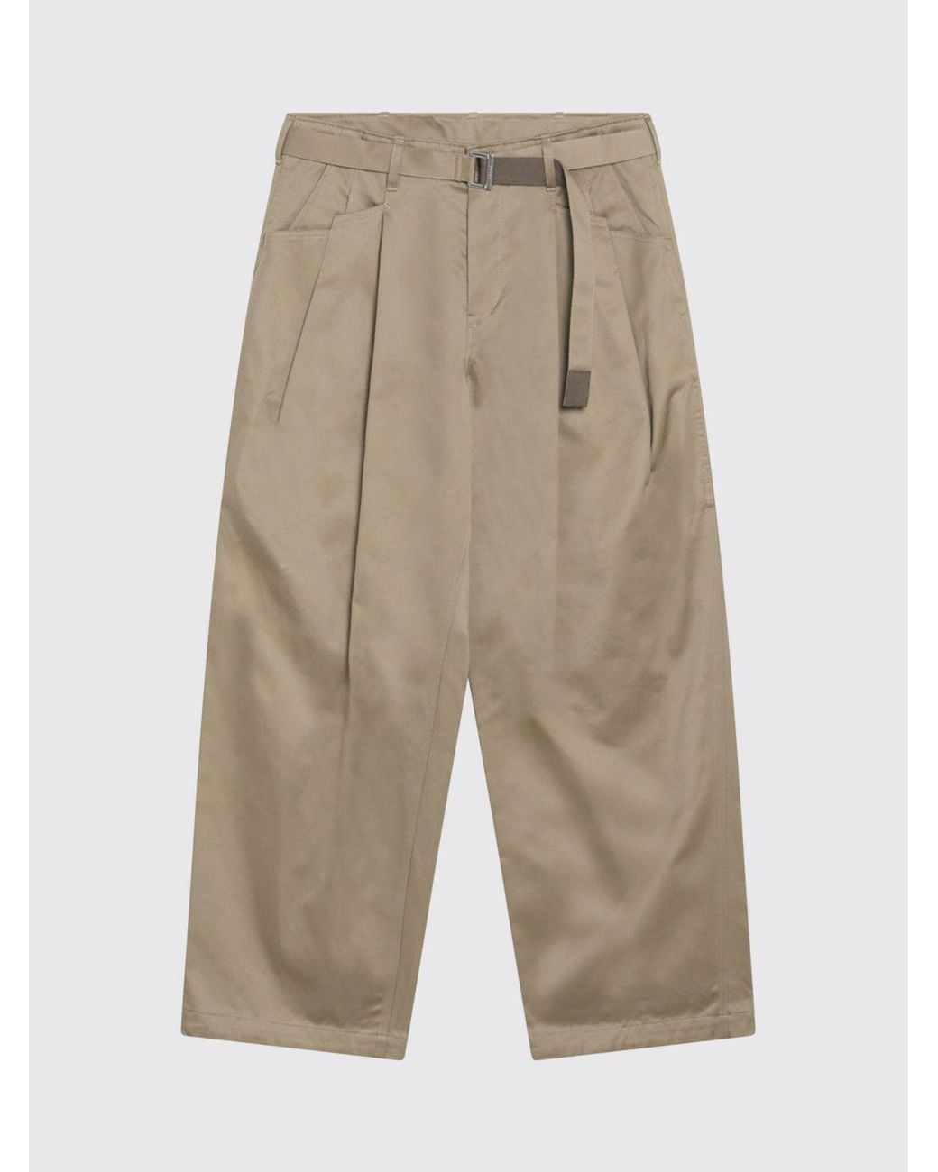 SACAI X CARHARTT WIP Natural Pleated Cotton Wide-Leg Trousers for men