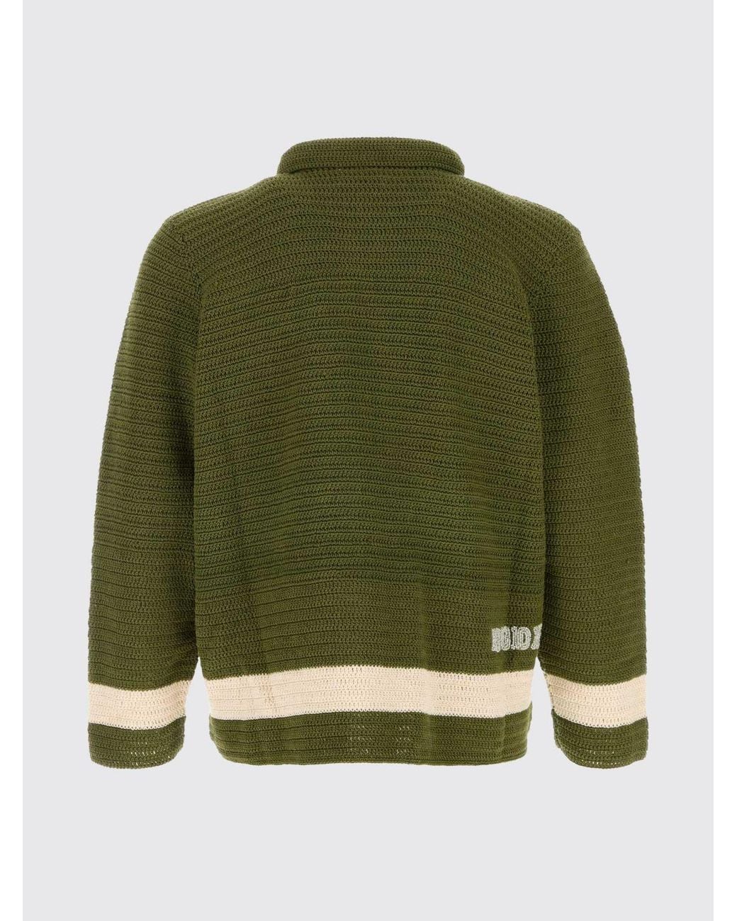 Bode Green Long-Sleeve Crochet Cotton Shirt With A Relaxed Fit for men