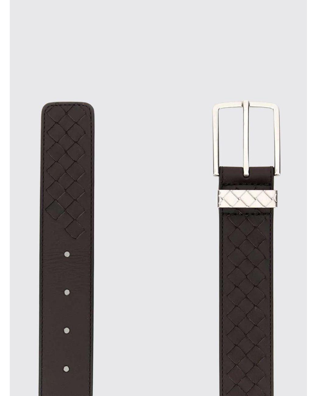 Bottega Veneta White Woven Calfskin Leather Belt With Pin Buckle for men