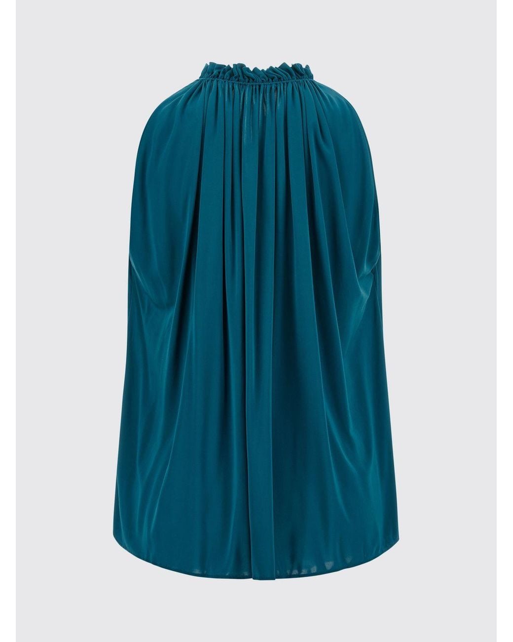 Balmain Blue Sleeveless Viscose Slim Fit Crewneck Top
