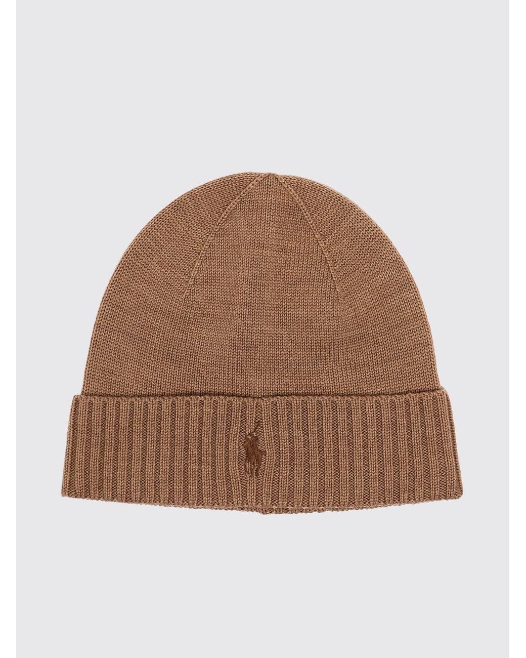 Polo Ralph Lauren Brown Embroidered Pony Wool Beanie for men
