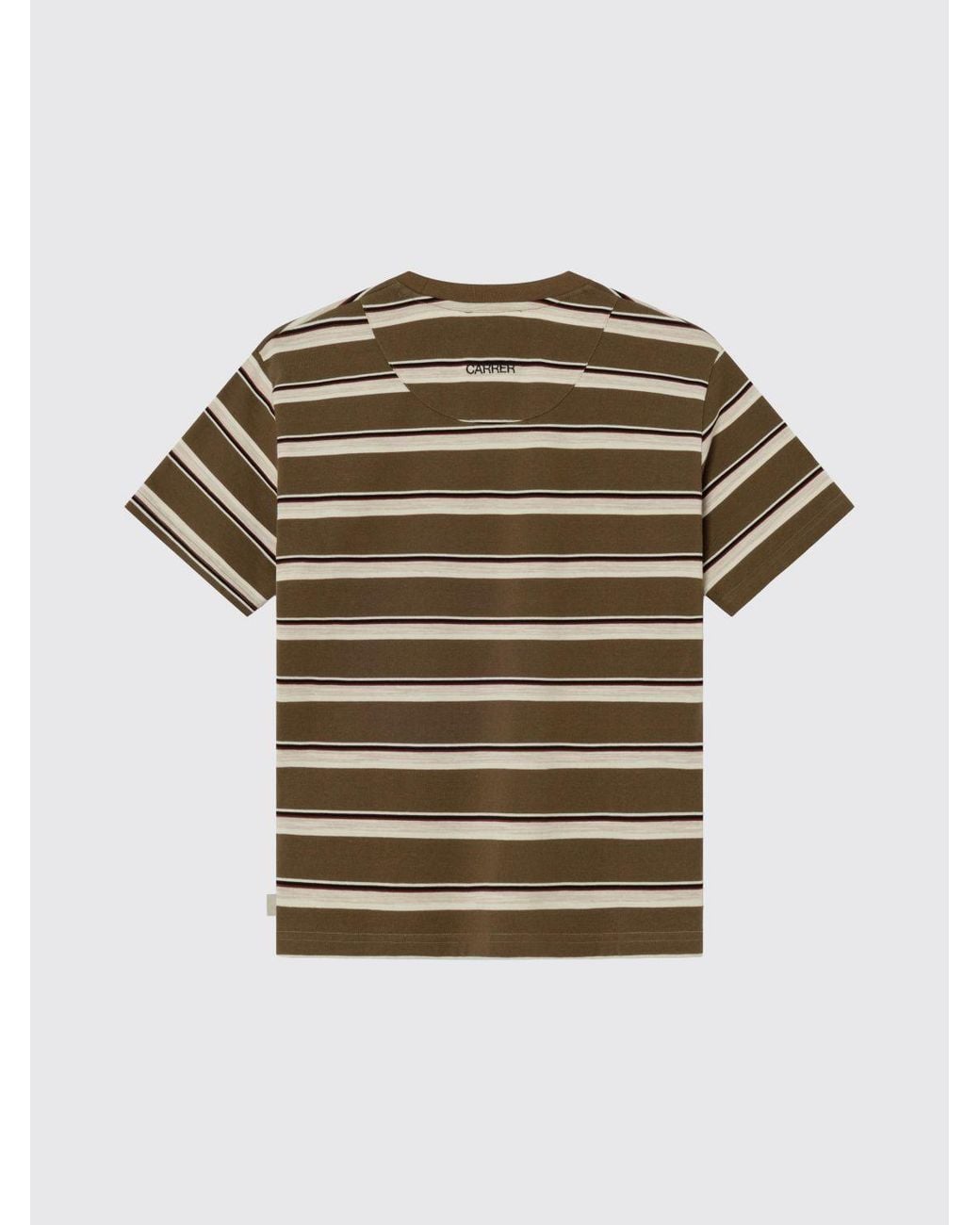 Carrera Brown Striped Cotton Crewneck T-Shirt With Embroidered Logo for men