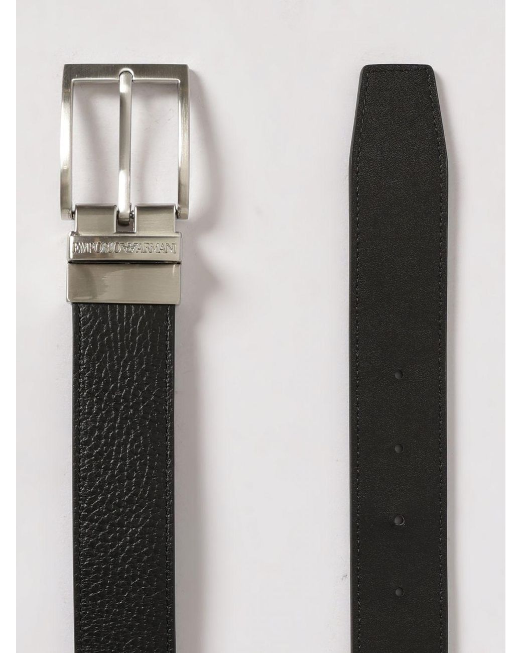 Emporio Armani White Hammered Leather Credit Card Holder And Belt Set for men