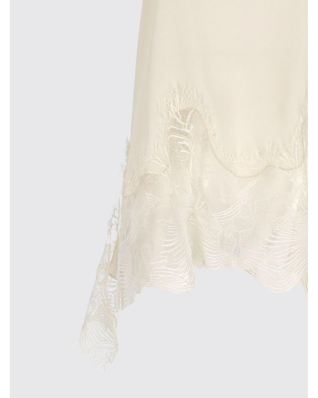 Fabiana Filippi White Silk Blend Top With Lace Insert