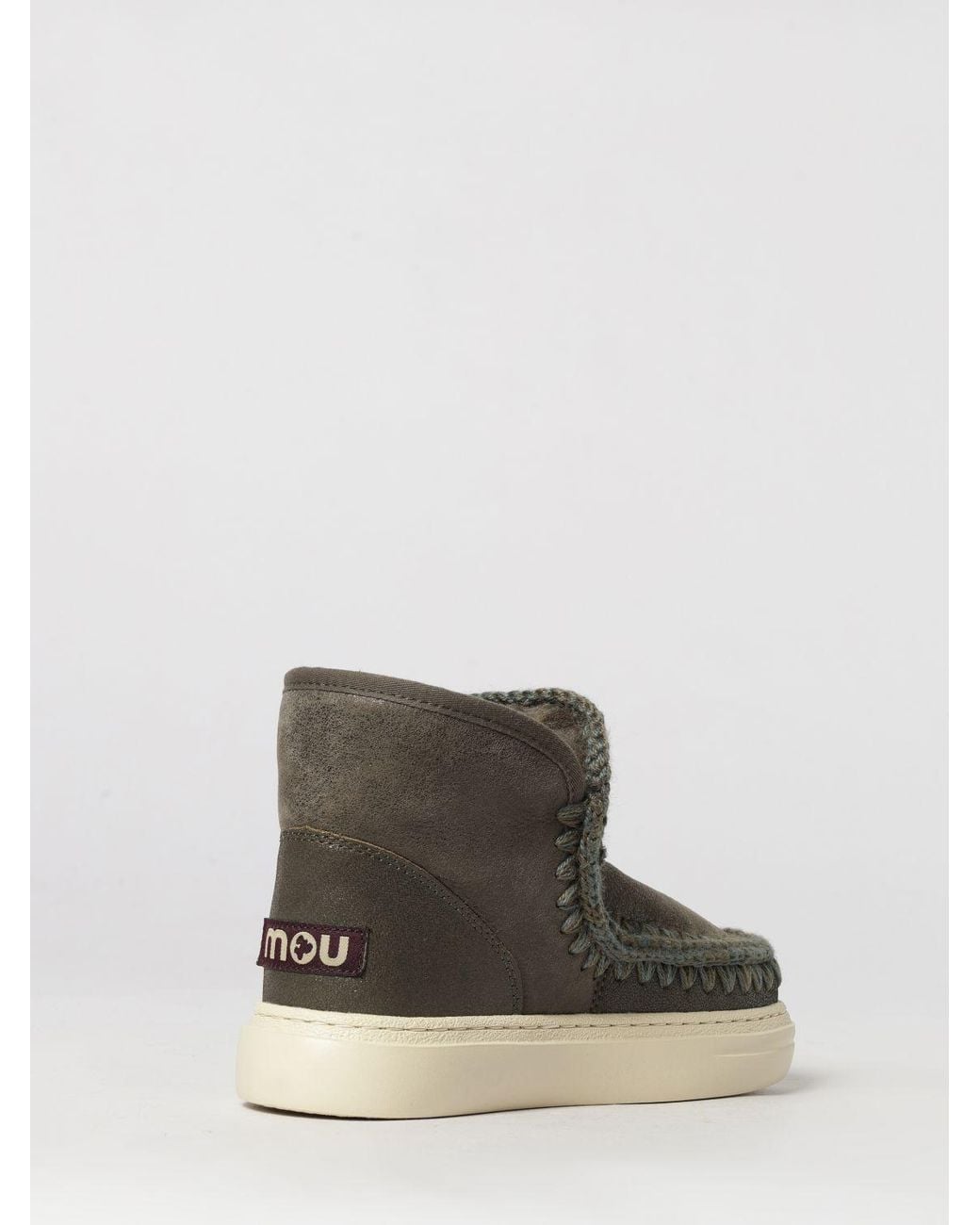 Mou Multicolor Eskimo Nubuck Ankle Boots With Crochet Stitching And Wool Lining