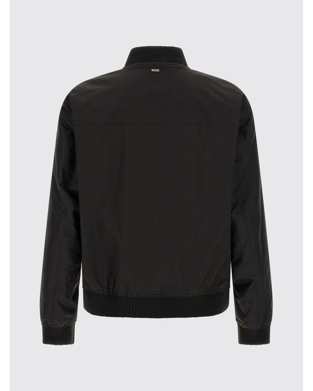 Boss Black Technical Fabric Varsity Bomber Jacket With Button Closure for men