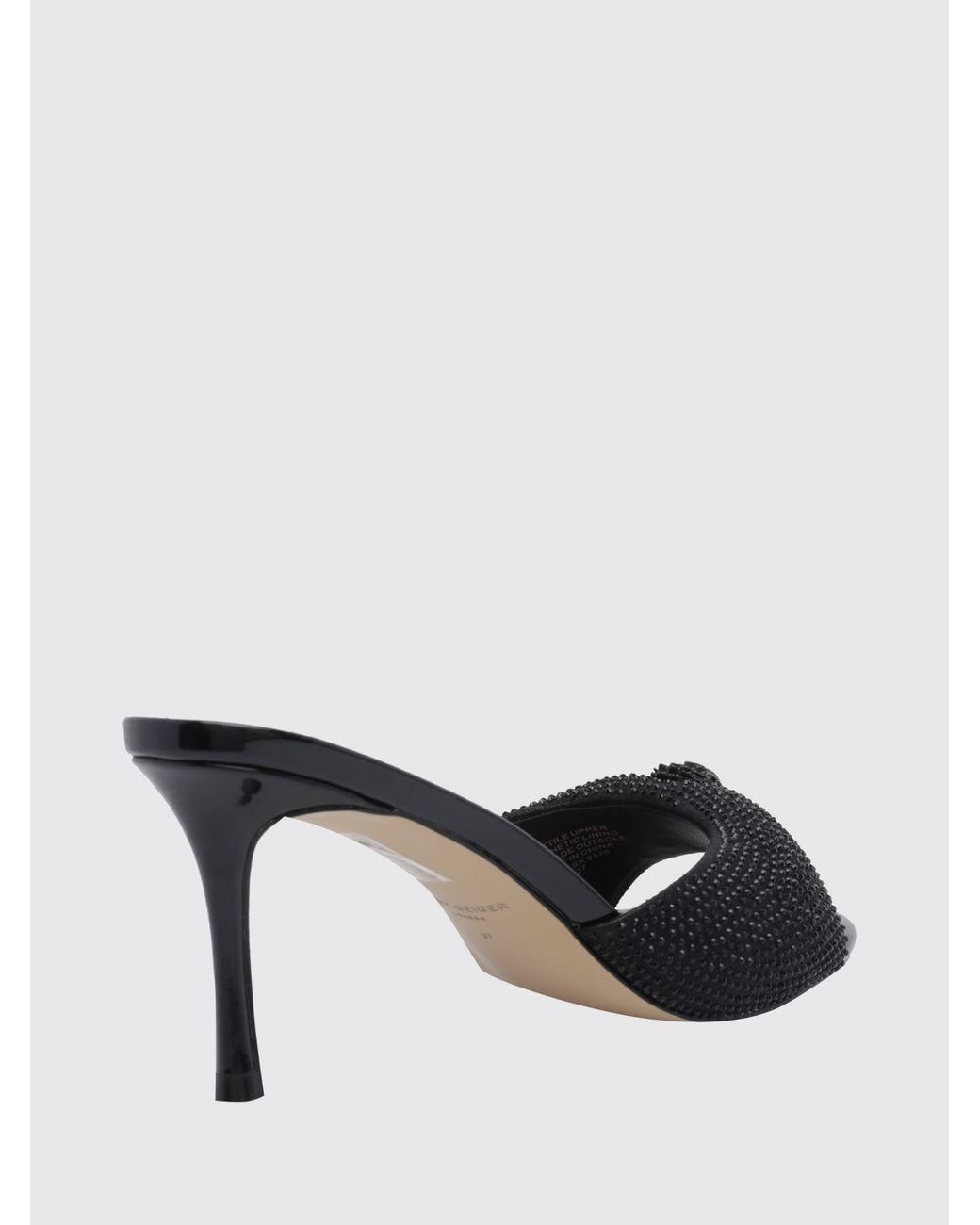 Kurt Geiger Black Oxford Fabric Mules With Rhinestones And A Medium Stiletto Heel