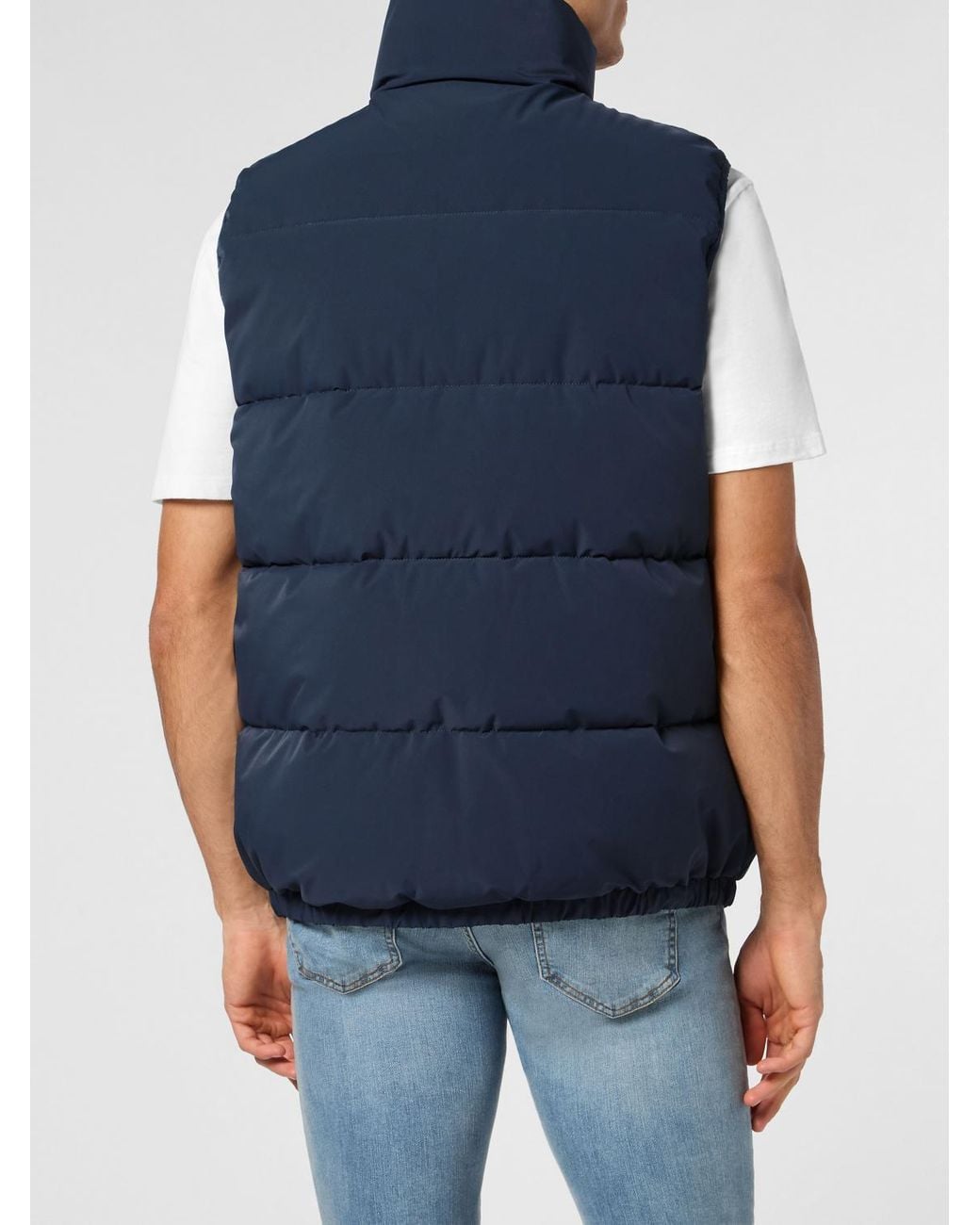 Philipp Plein Blue High Neck Padded Technical Fabric Vest With Zip for men