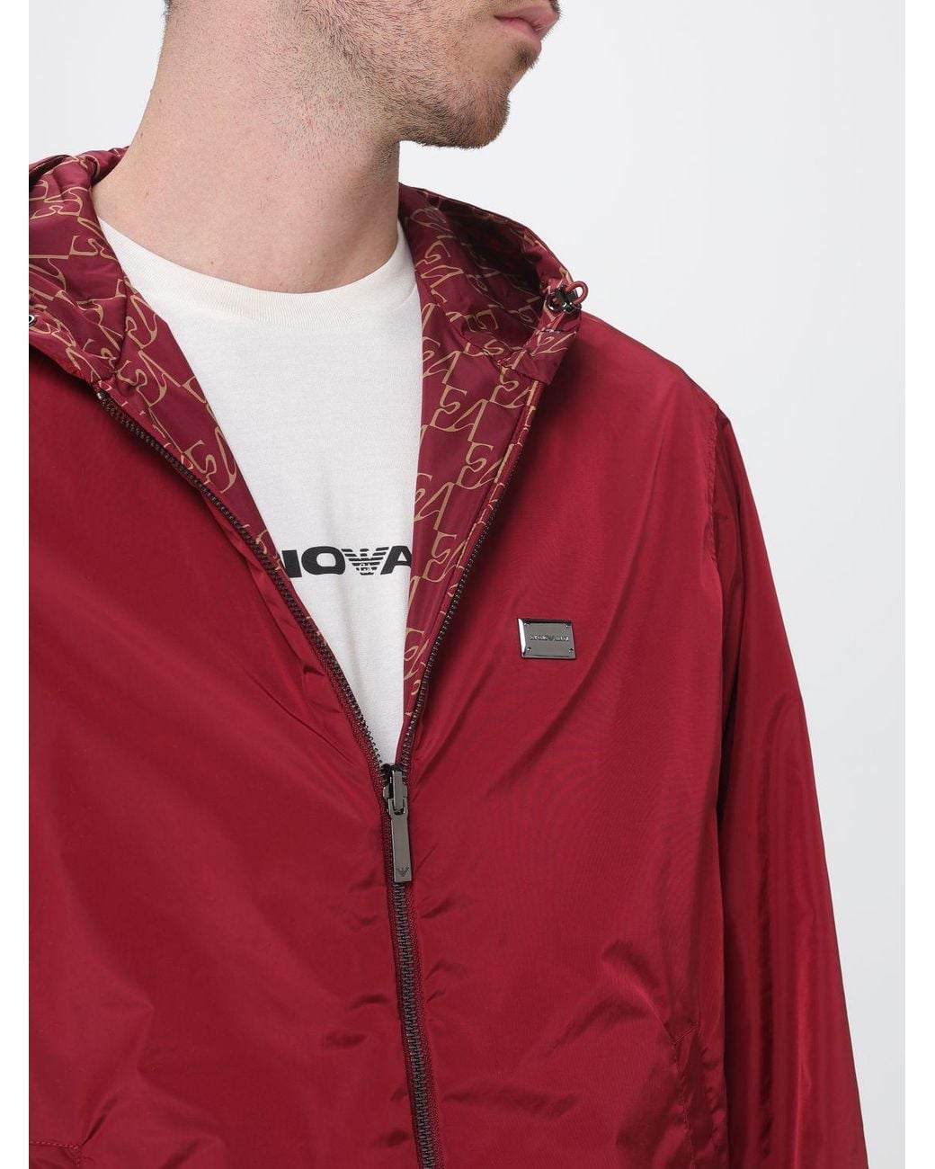 Emporio Armani Red Reversible Windbreaker Jacket for men