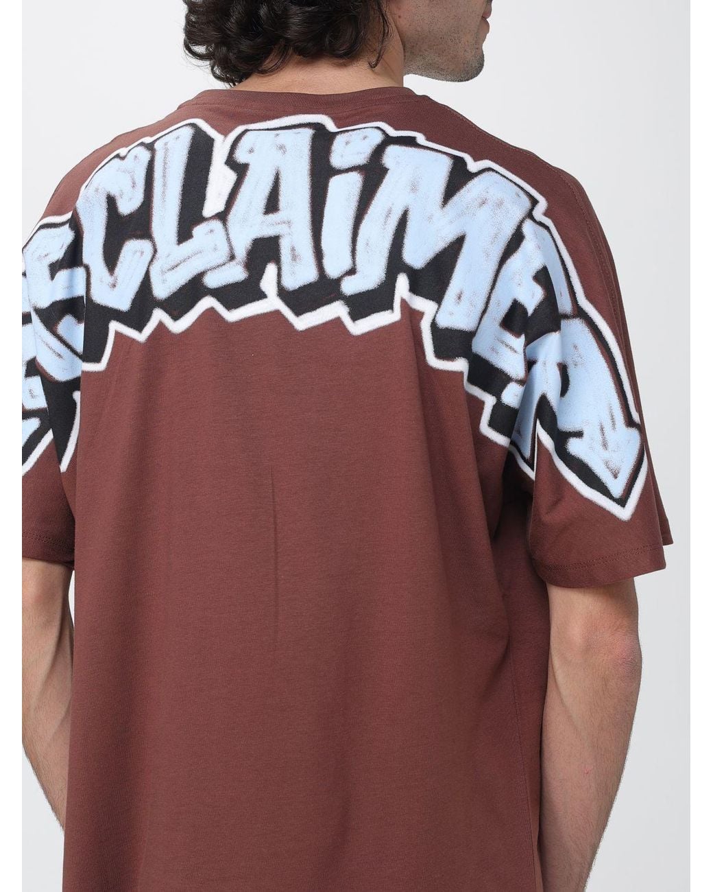 DISCLAIMER Red Relaxed Fit Cotton T-Shirt With Graffiti Print And Dropped Shoulders for men