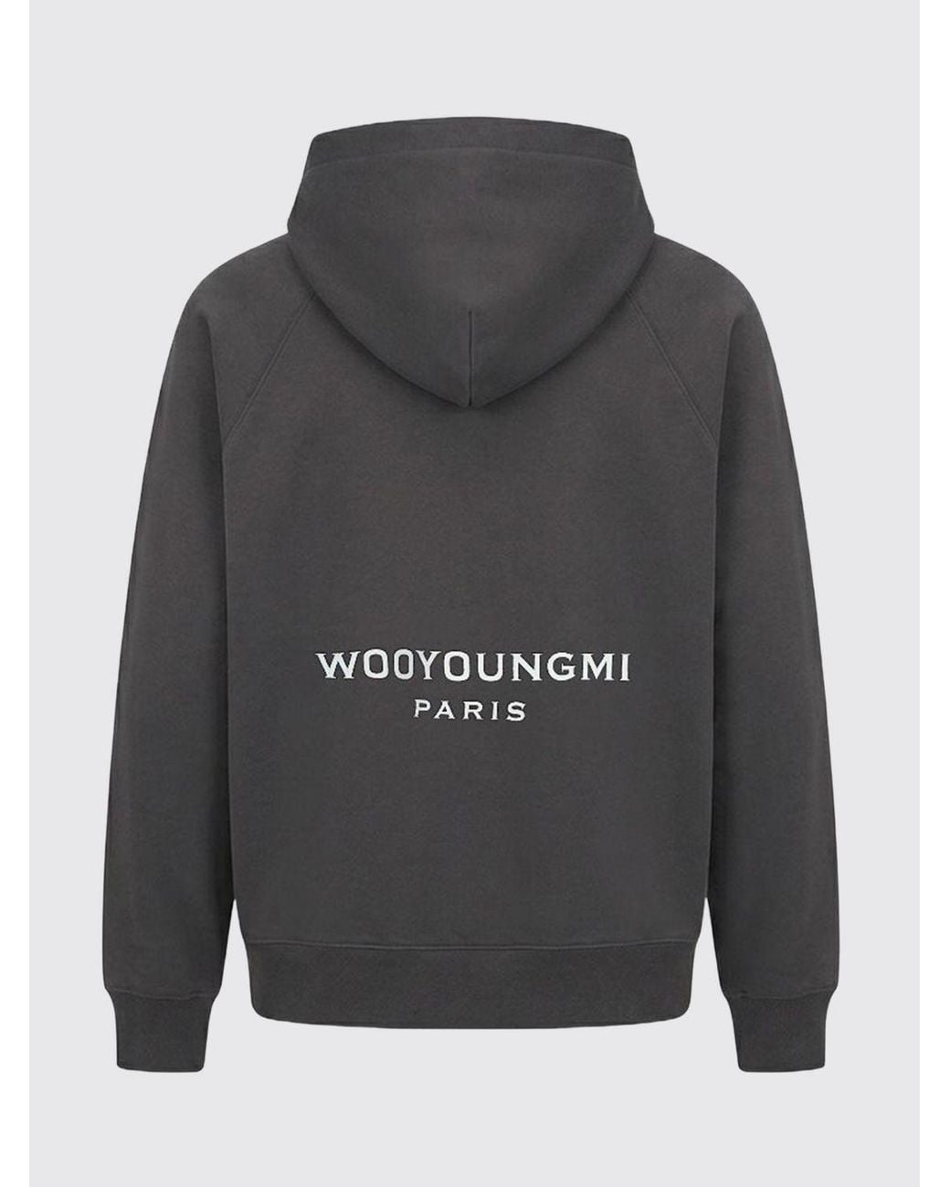 Wooyoungmi Gray Slim Fit Cotton Hoodie With Drawstring And Kangaroo Pocket for men