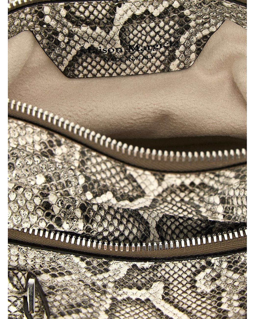 Maison Margiela Metallic 5Ac Mini Python-Effect Leather Handbag With Charm