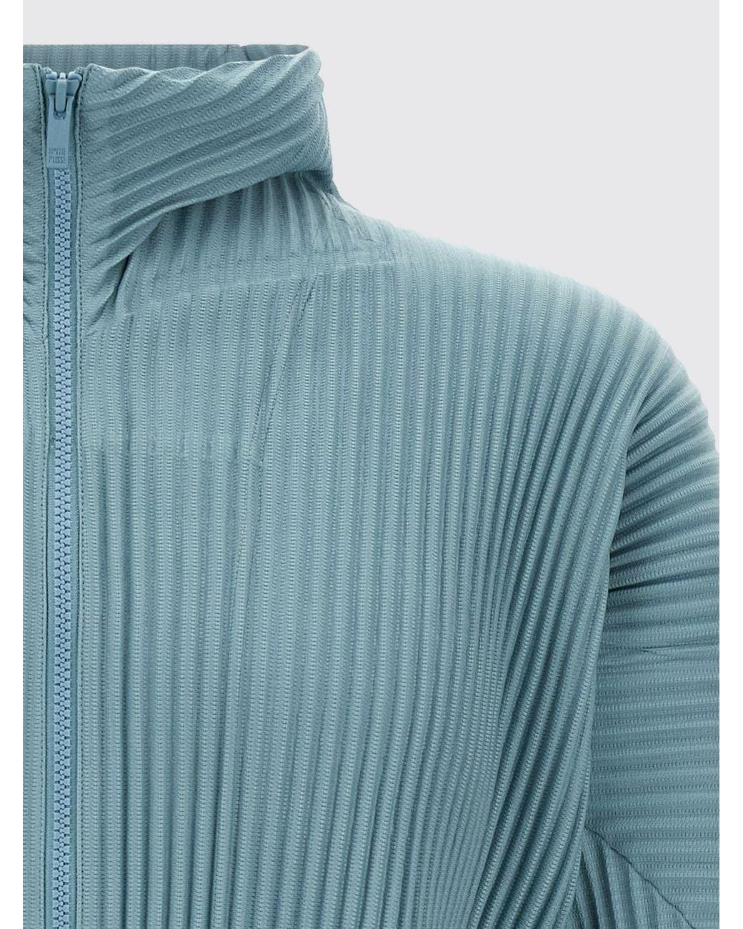 Homme Plissé Issey Miyake Blue Homme Plissé Issey Miyake Pleated Cardigan With Turtleneck And Zip for men
