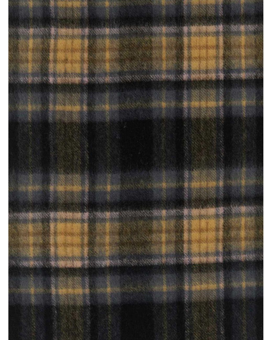 Carhartt Black Parson Check Wool Blend Scarf With Fringed Hem And Logo Patch for men