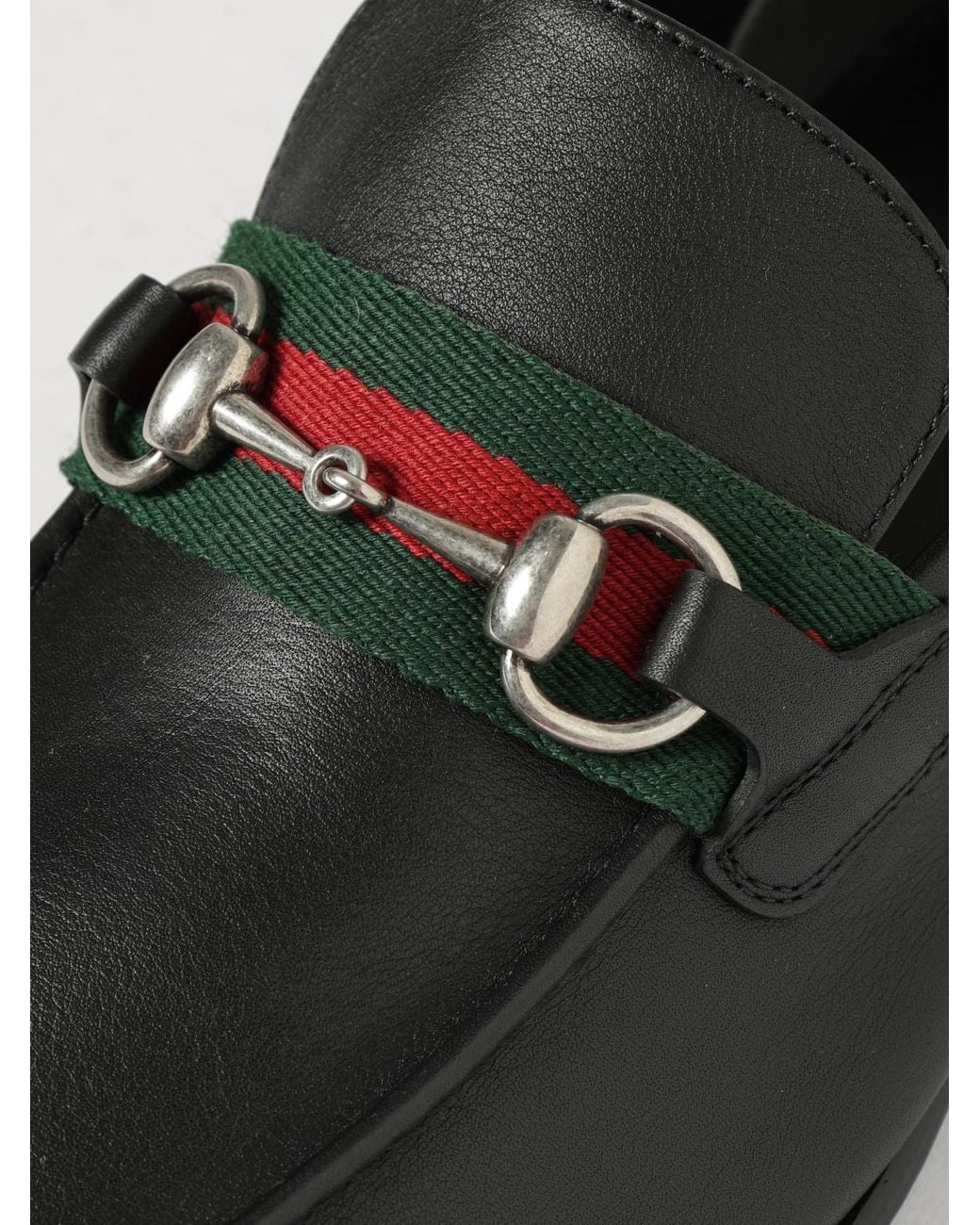 Gucci White Como Leather Loafers With Horsebit Detail And Web Stripe for men