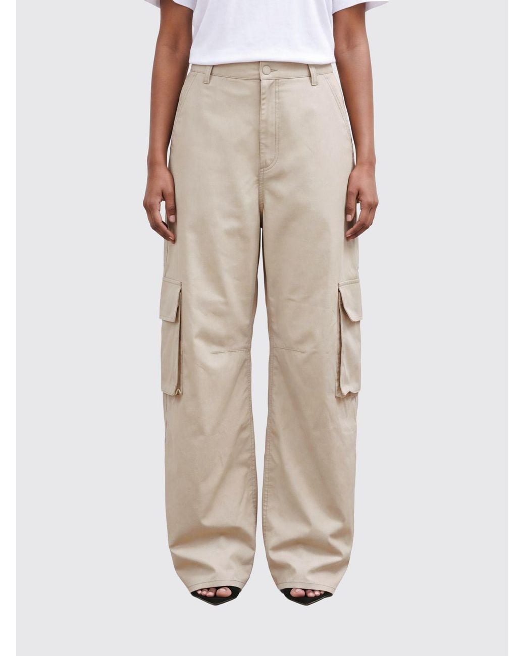 Balenciaga Natural High-Waisted Wide-Leg Cargo Trousers
