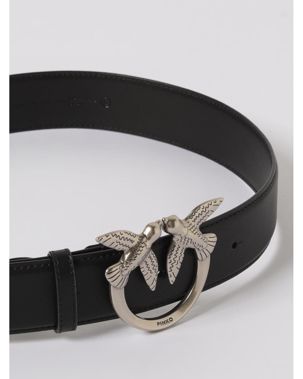 Pinko Gray Love Berry Leather Belt